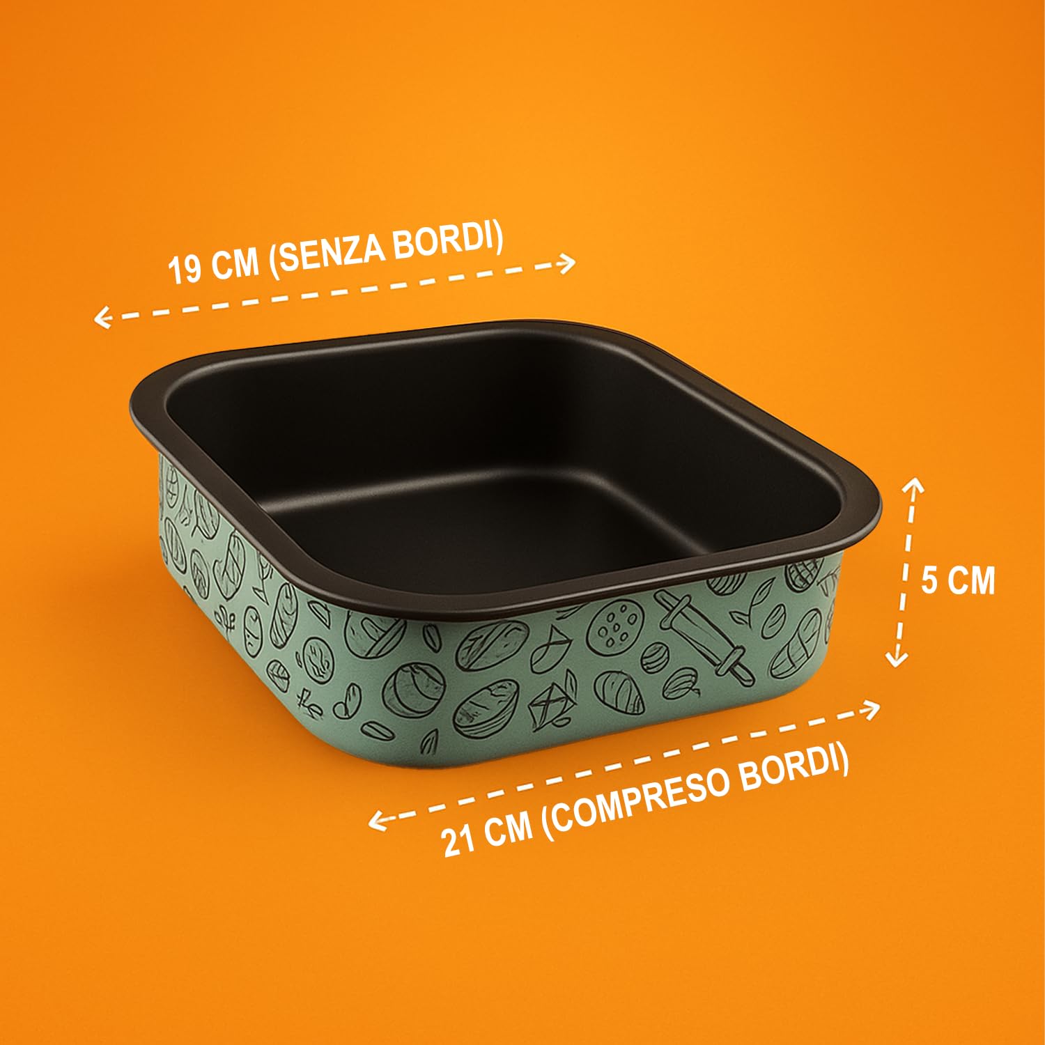 Akitaink teglia antiaderente friggitrice ad aria quadrata 20,7 cm
