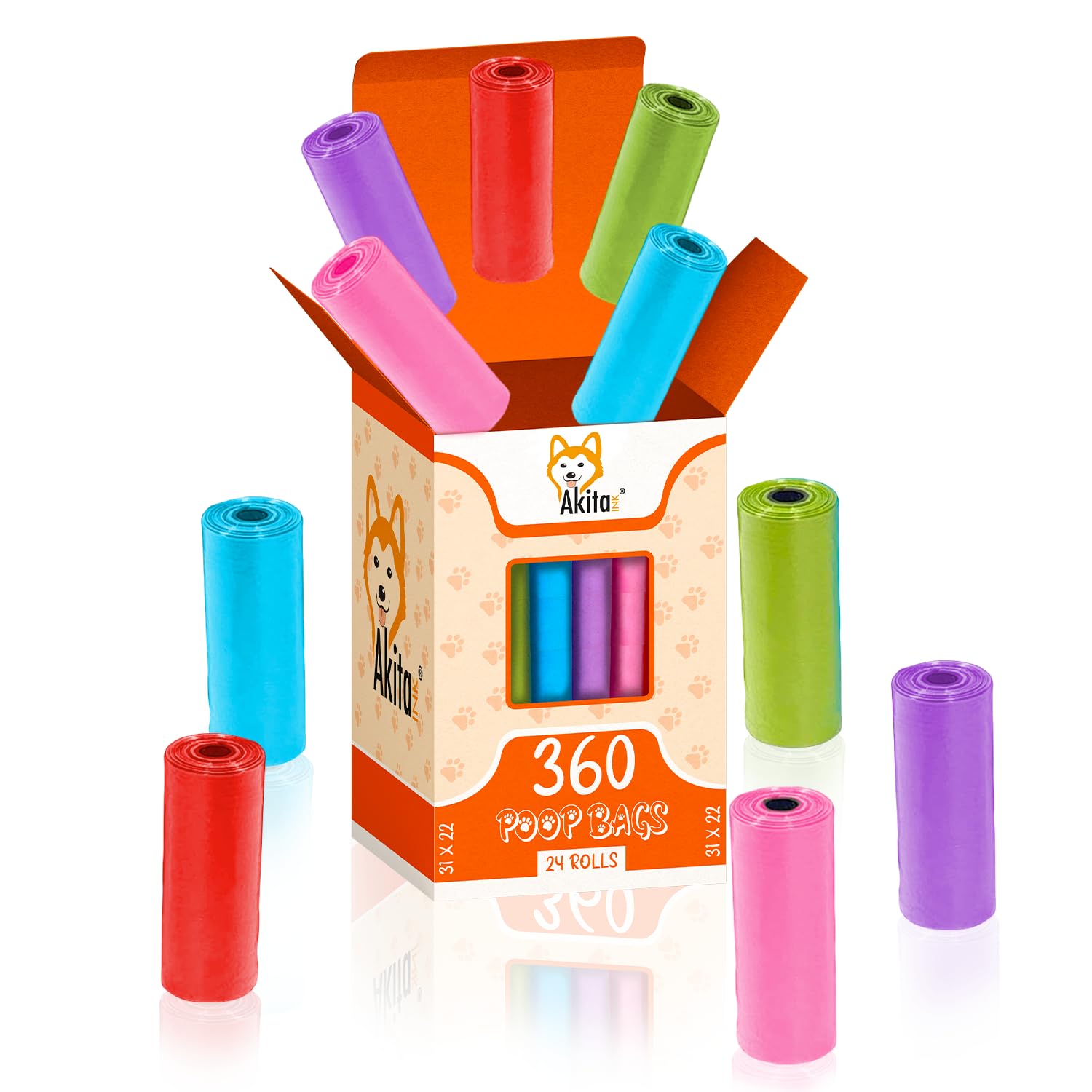 Akitaink Sacchetti Cane Colorati 360 pezzi Anti-perdita