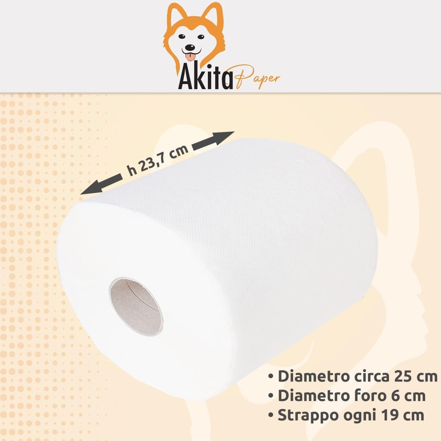 Akitaink Rotoloni Asciugatutto 2 Veli 8 Rotoli 6400 Strappi