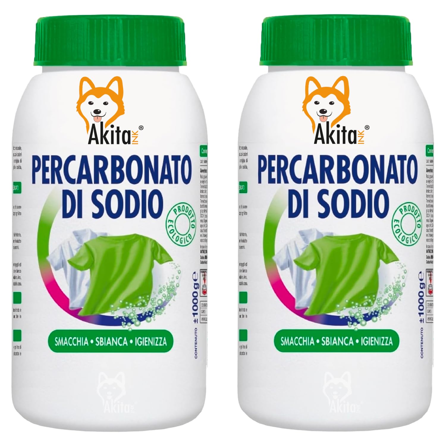 Akitaink percarbonato di sodio bucato 2 kg sbiancante ecologico