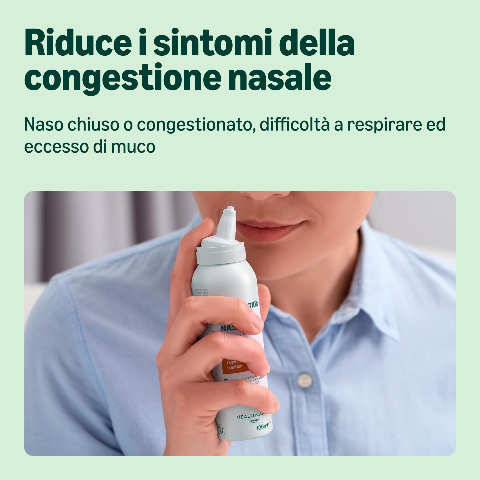 Amazon Basic Care spray nasale 100 ml soluzione ipertonica acqua di mare