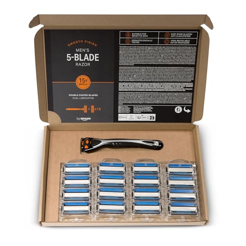 by Amazon rasoio uomo 5 lame + 15 ricariche pelle sensibile