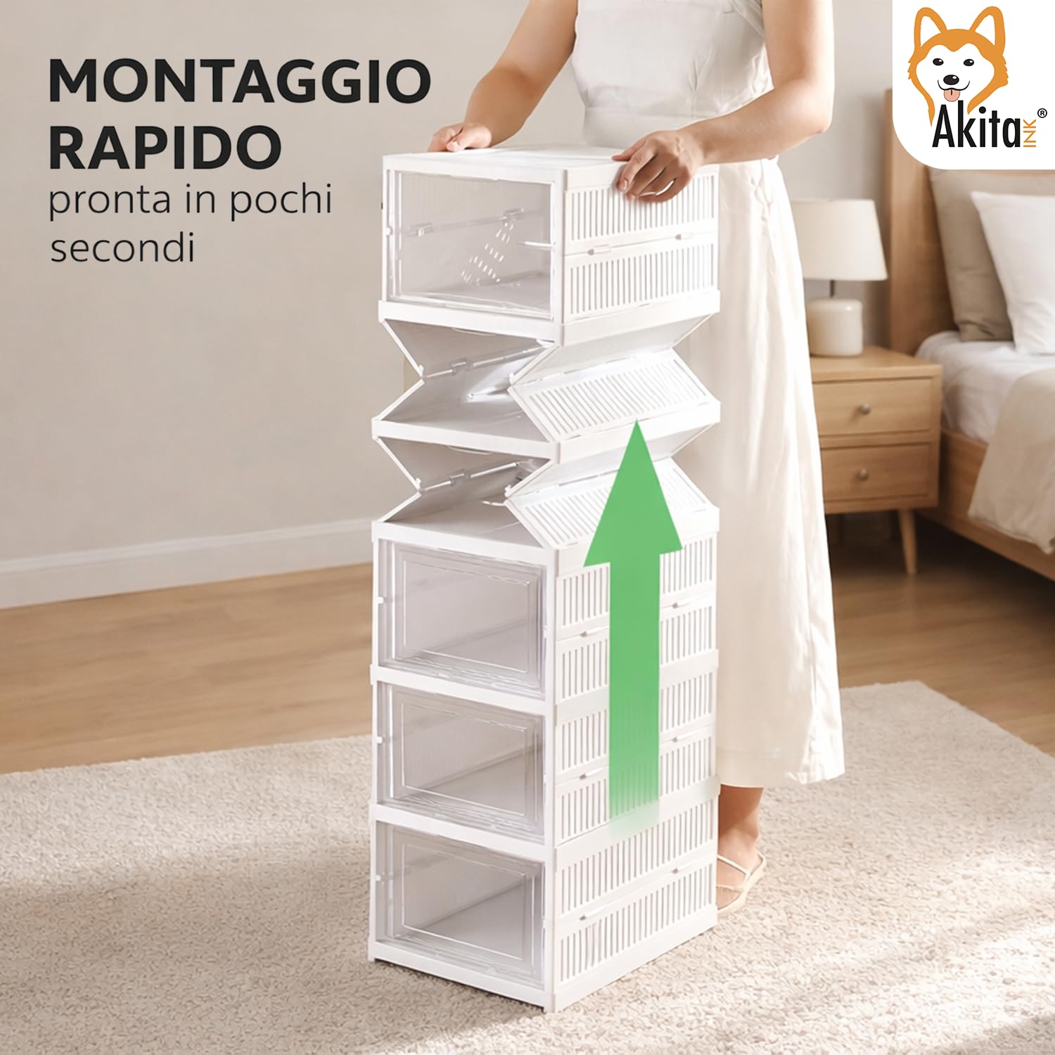 Akitaink Scarpiera Pieghevole 6 Box Salvaspazio
