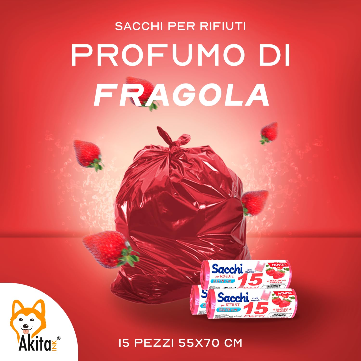 Akitaink sacchi spazzatura 45L 120 pz profumati antiforo