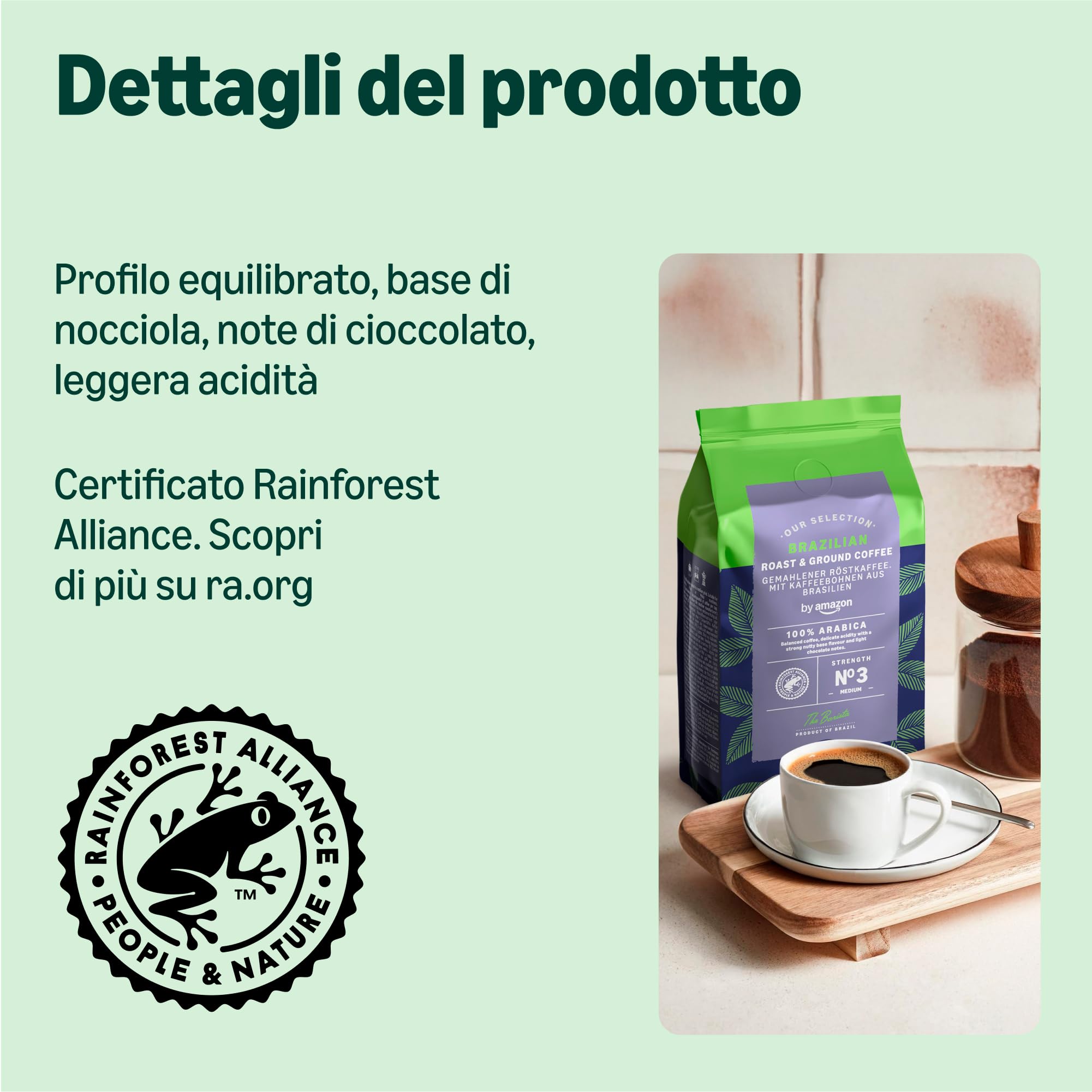 by Amazon Caffè Macinato Brasiliano 6x227g 100% Arabica
