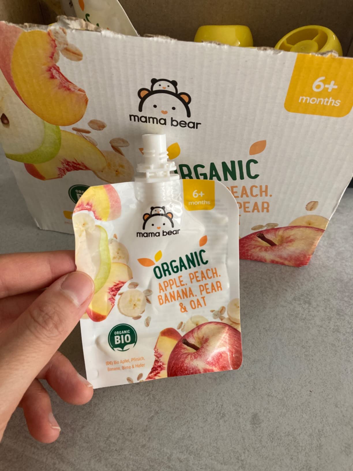 Mama Bear Pouch Purea Mela Pesca Banana Pera 6x90g Bio