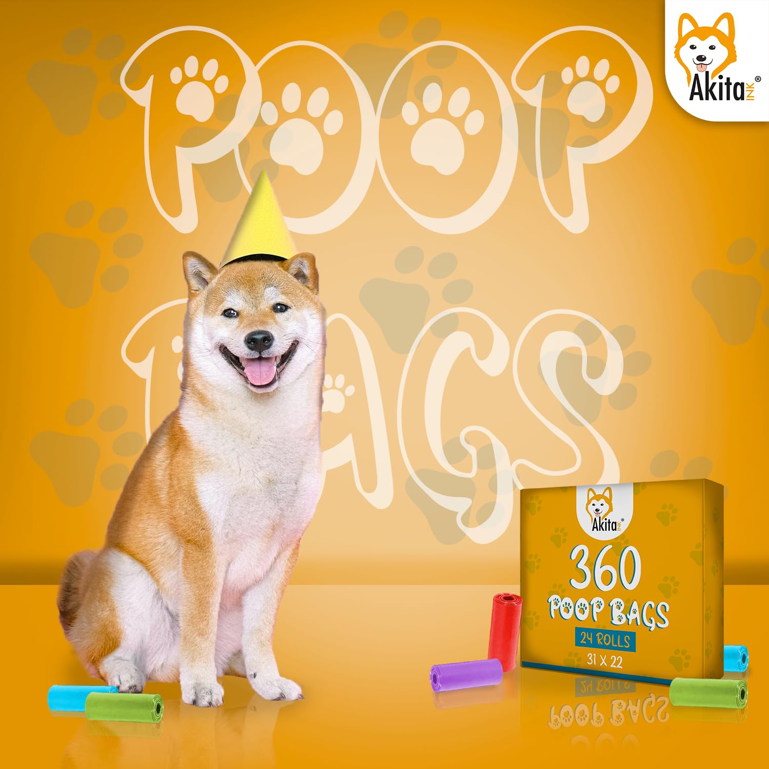 Akitaink Sacchetti Cane Colorati 360 pezzi Anti-perdita