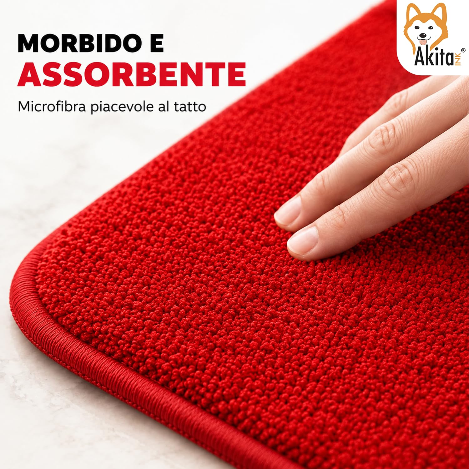 Akitaink Step tappeto bagno 40x60 cm rosso antiscivolo