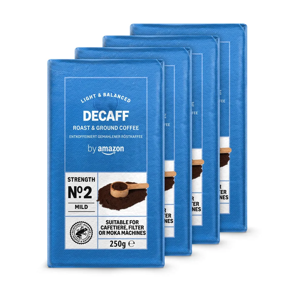 by Amazon Decaffeinato caffe macinato 1 kg 4x250 g moka