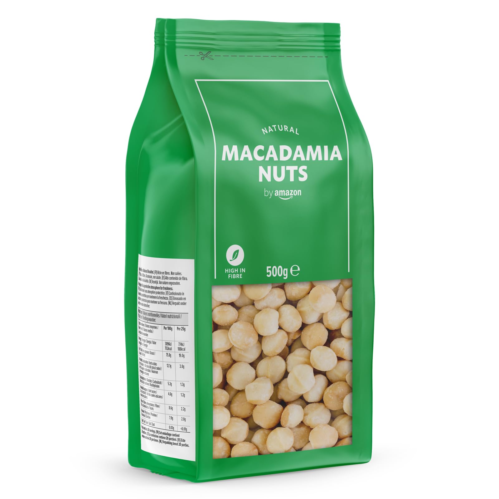 by Amazon Noci di Macadamia Intere 500 g Non Salate Vegane