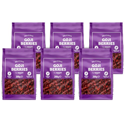 by Amazon Bacche di Goji Essiccate 6 x 200 g ricche di fibre