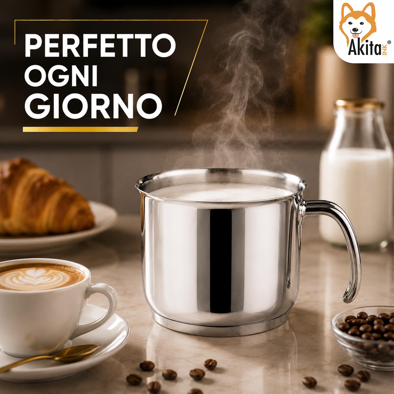 Akitaink Bollilatte 12 cm Pentolino Acciaio Inox