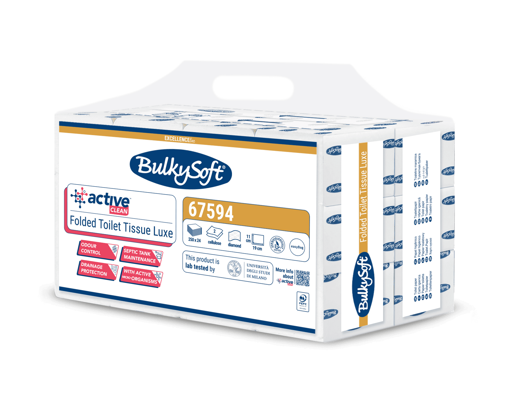 Bulkysoft Excellence Luxe Active Clean carta igienica interfogliata