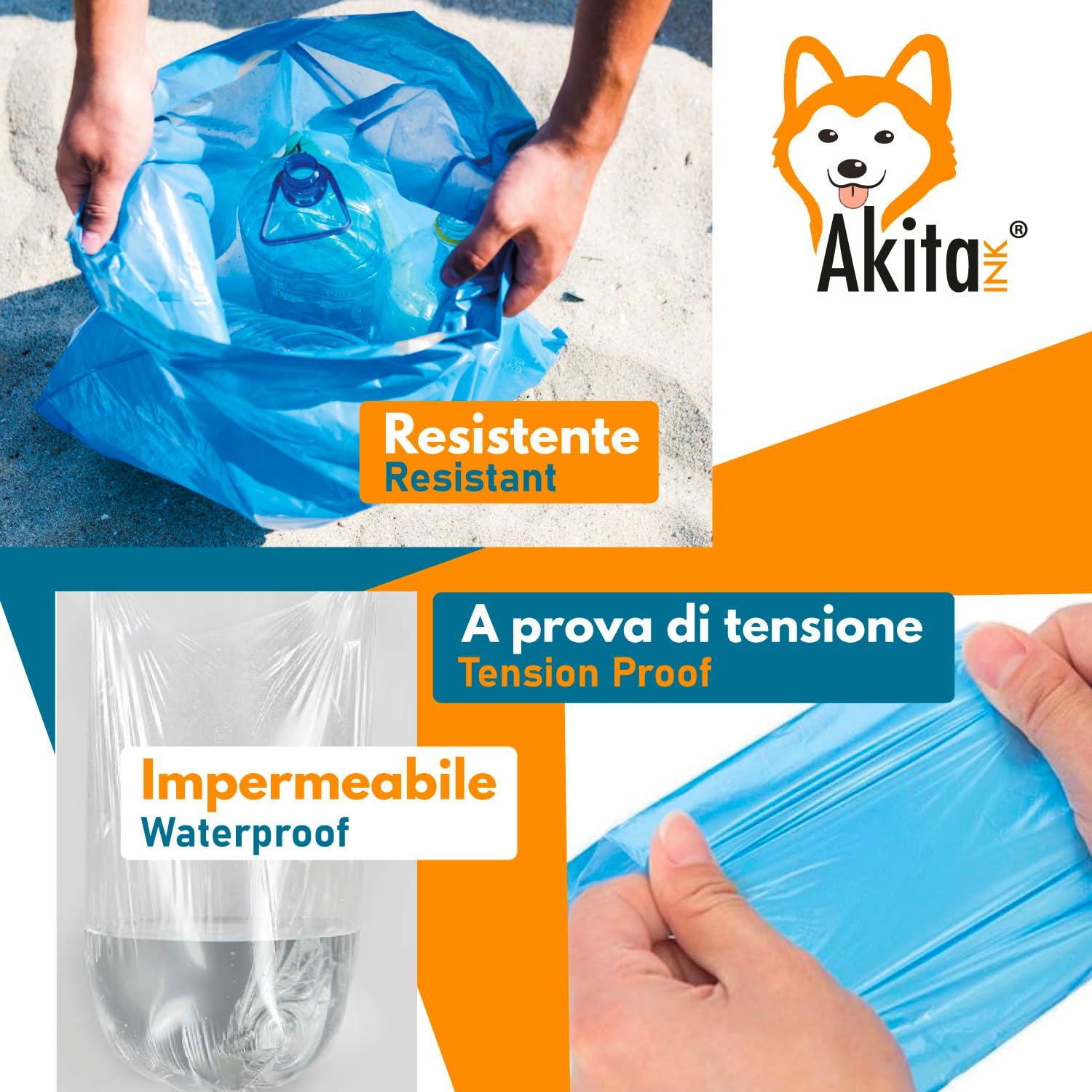 Akitaink Sacchi Spazzatura Trasparenti 30 L Resistenti
