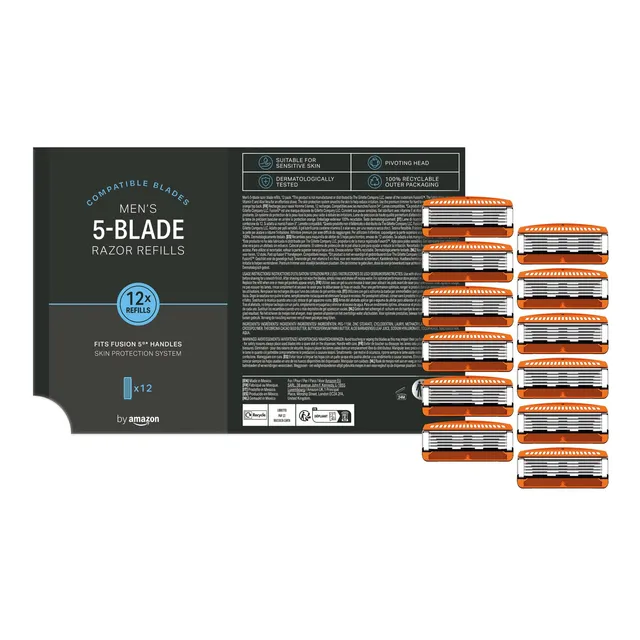by Amazon Ricariche Rasoio Uomo 5 Lame 12 Pezzi Fusion5