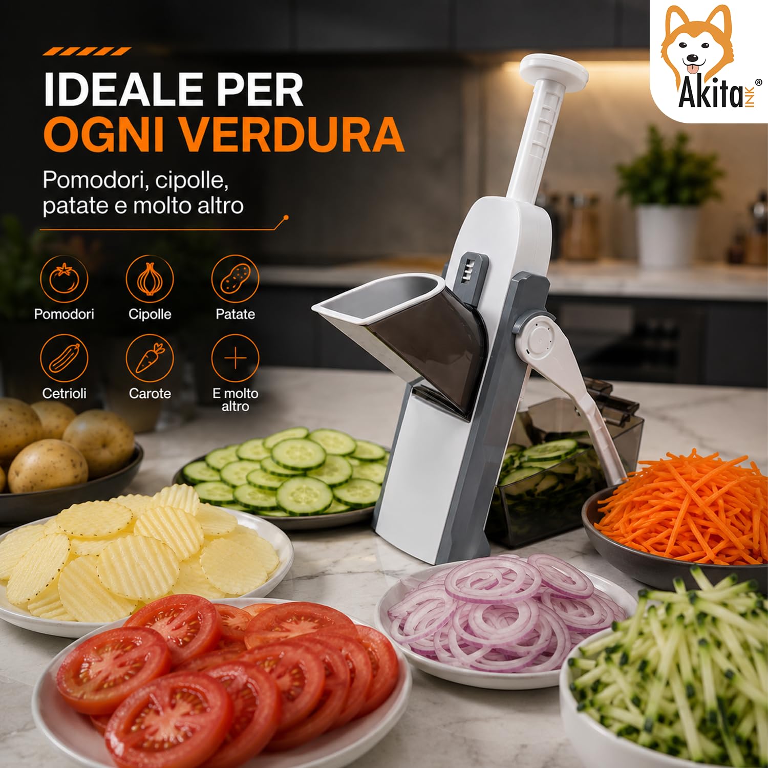 Akitaink Mandolina Verticale Manuale Spessore Regolabile