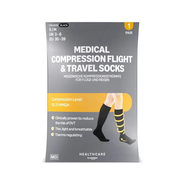 by Amazon Healthcare Calzini a Compressione Viaggio M/L 39-43