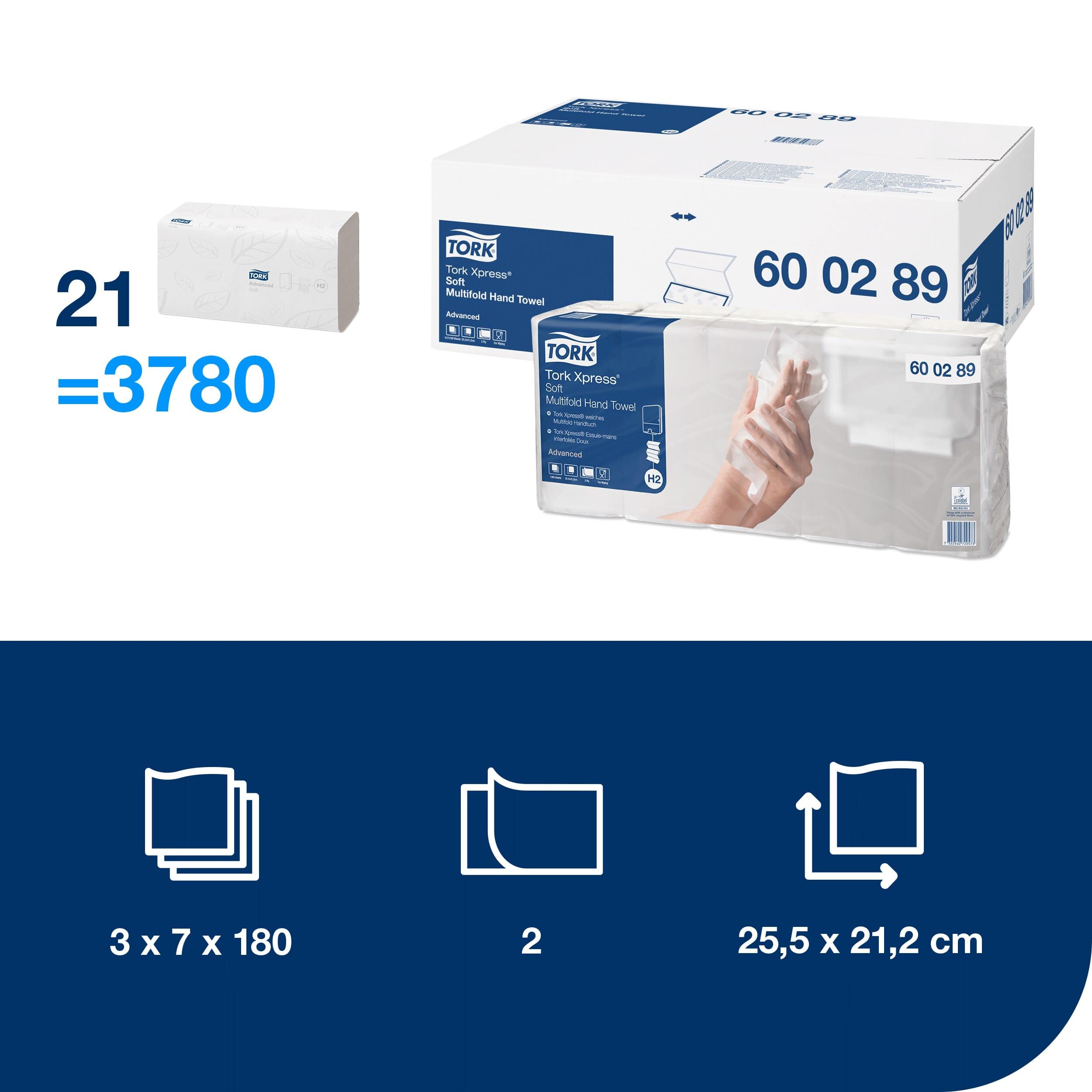Tork Xpress Soft Multifold H2 600398 Asciugamani Carta 2 Veli 3780 pz