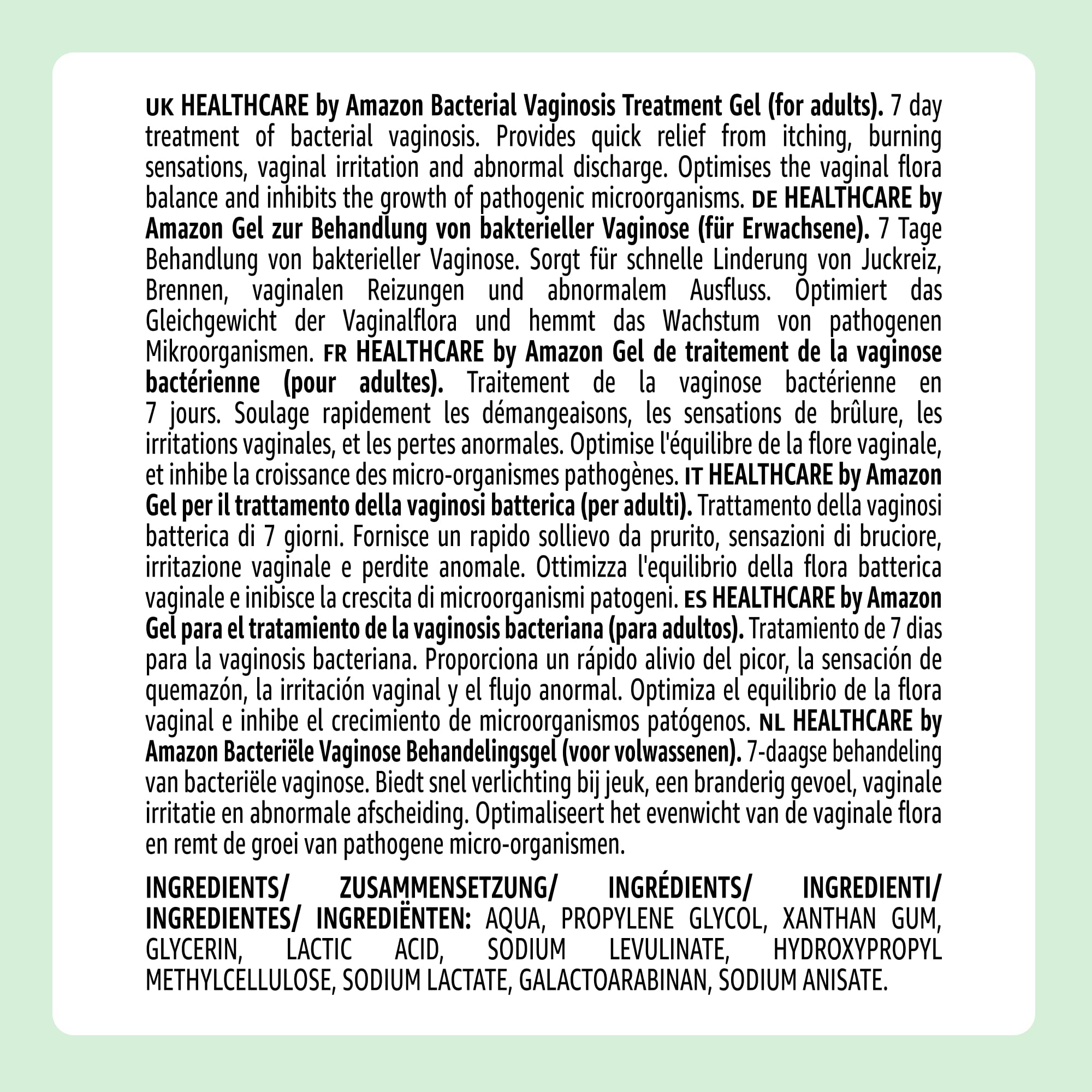 Healthcare by Amazon Gel Vaginosi Batterica 7x5 ml 7 Giorni