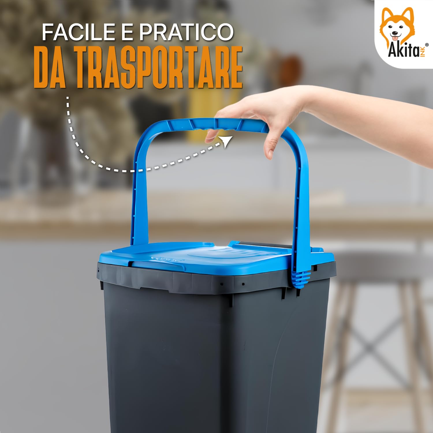 Akitaink Akipatfolk set 3 pattumiere 50 L plastica riciclata 150 L