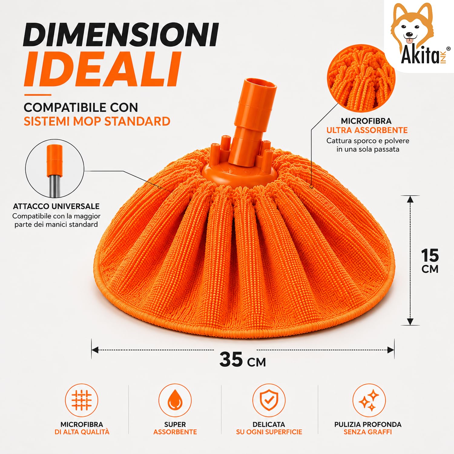 Akitaink Mop Gonnellina 150 g Set 3 Pezzi Colorati