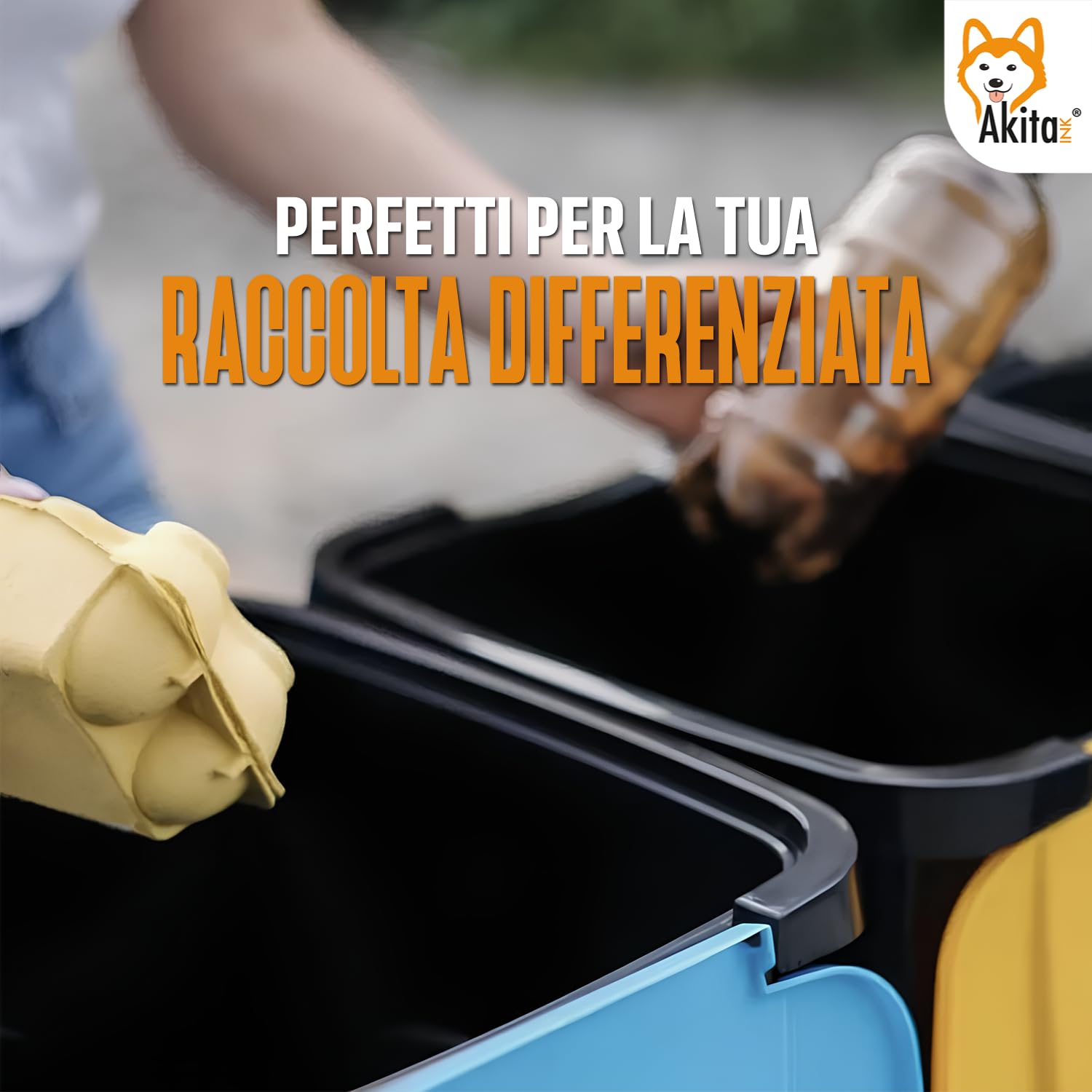 Akitaink AKIJAZZ4 set 4 bidoni 50L raccolta differenziata