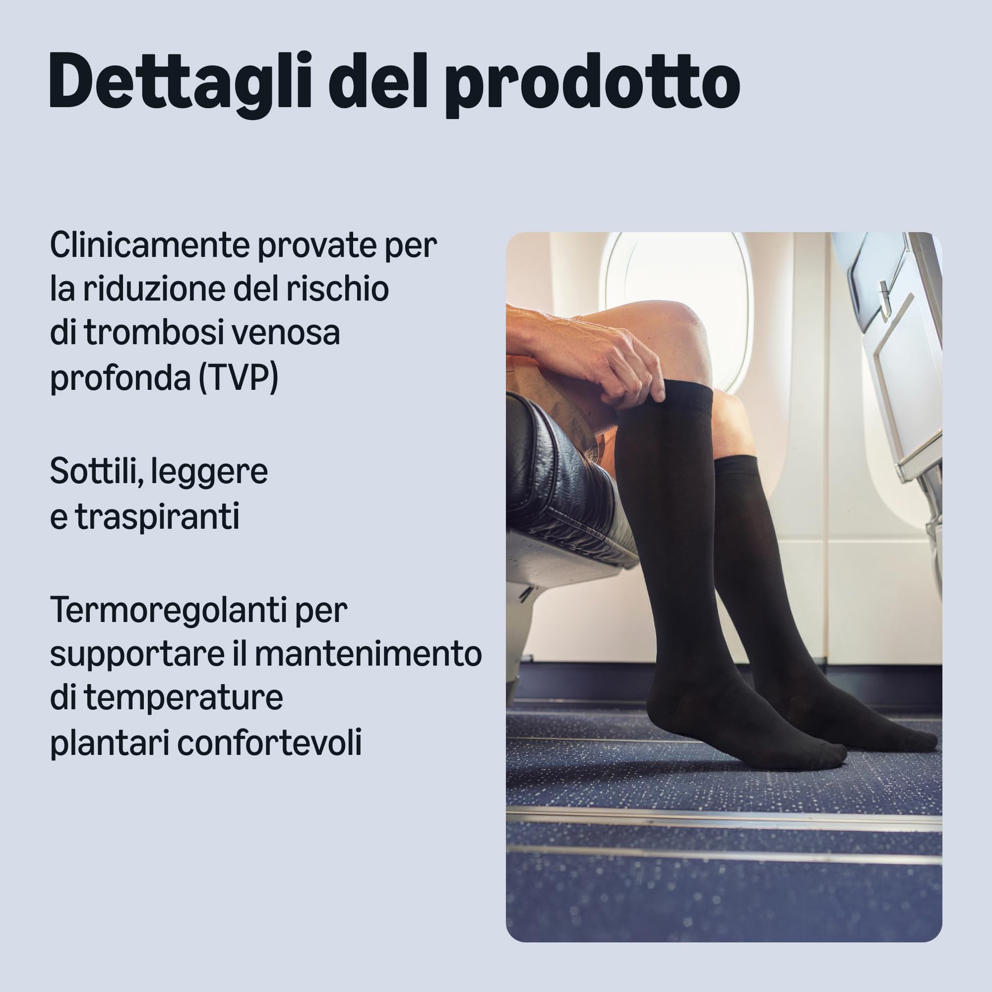 by Amazon Healthcare Calzini a Compressione Viaggio M/L 39-43