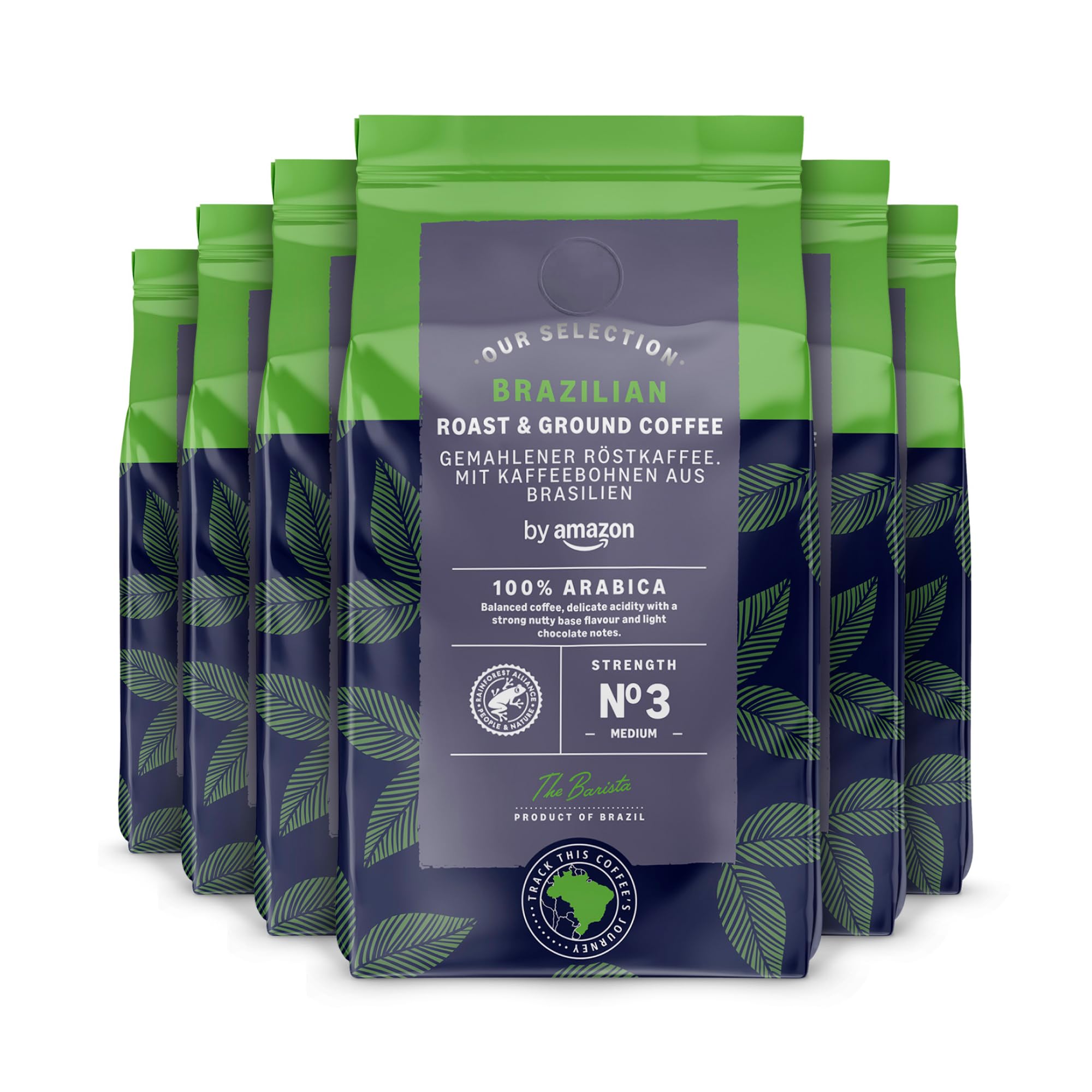 by Amazon Caffè Macinato Brasiliano 6x227g 100% Arabica