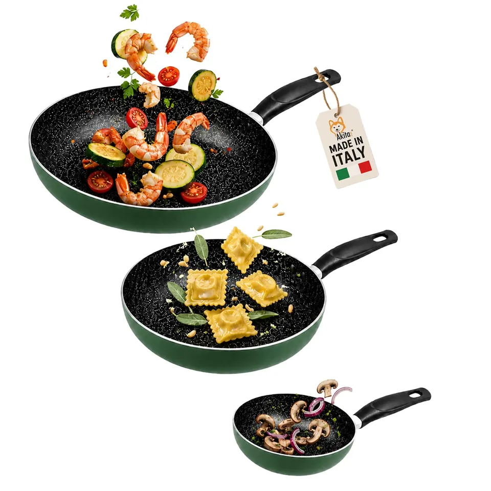 Akitaink Natura Set 3 Padelle Antiaderenti 20 24 28 cm Stone