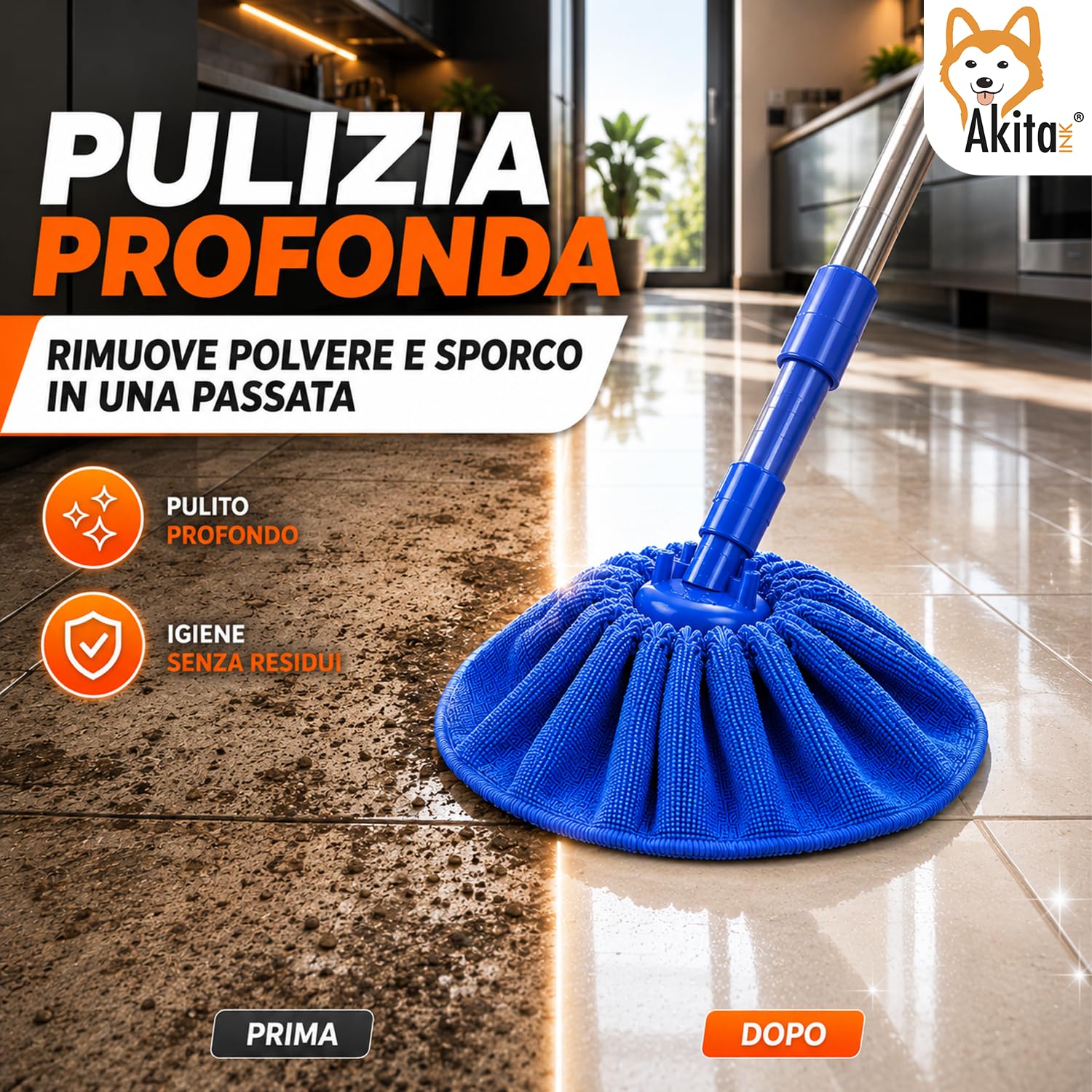 Akitaink Mop Gonnellina 150 g Set 3 Pezzi Colorati