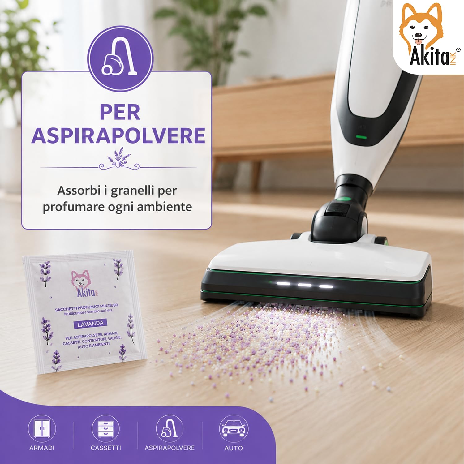 Akitaink Sacchetti Profumati Lavanda 6 Pezzi per Armadi