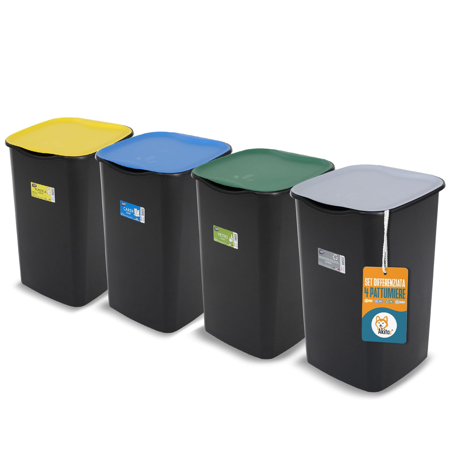 Akitaink AKIJAZZ4 set 4 bidoni 50L raccolta differenziata