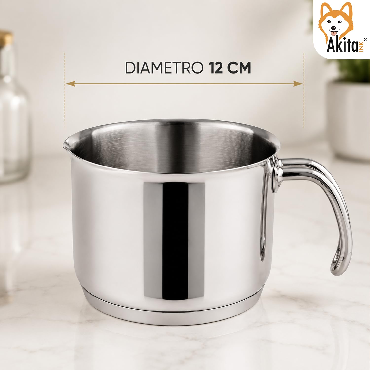 Akitaink Bollilatte 12 cm Pentolino Acciaio Inox