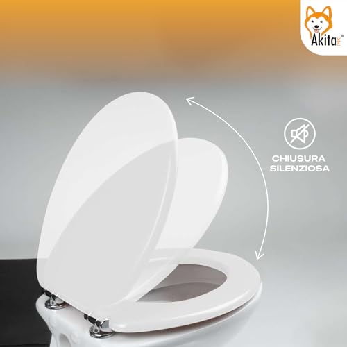 Akitaink copriwater soft close legno bianco universale