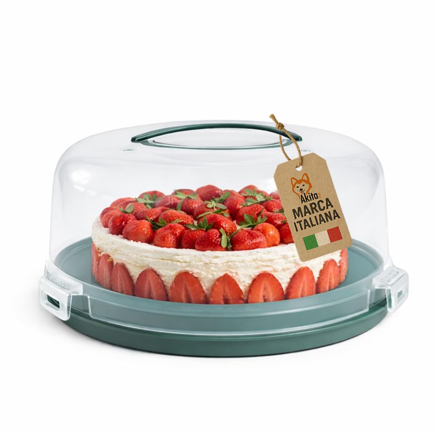 Akitaink porta torta con coperchio verde 28 cm