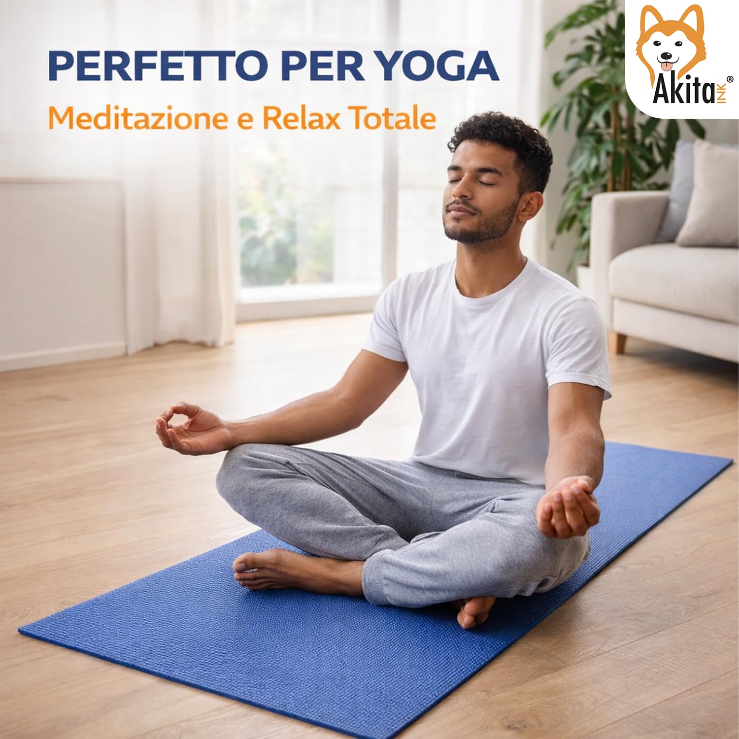 Akitaink tappetino yoga antiscivolo 175x60 cm 4 mm