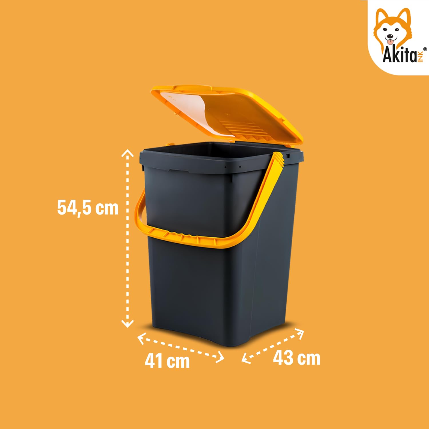 Akitaink Akipatfolk set 3 pattumiere 50 L plastica riciclata 150 L