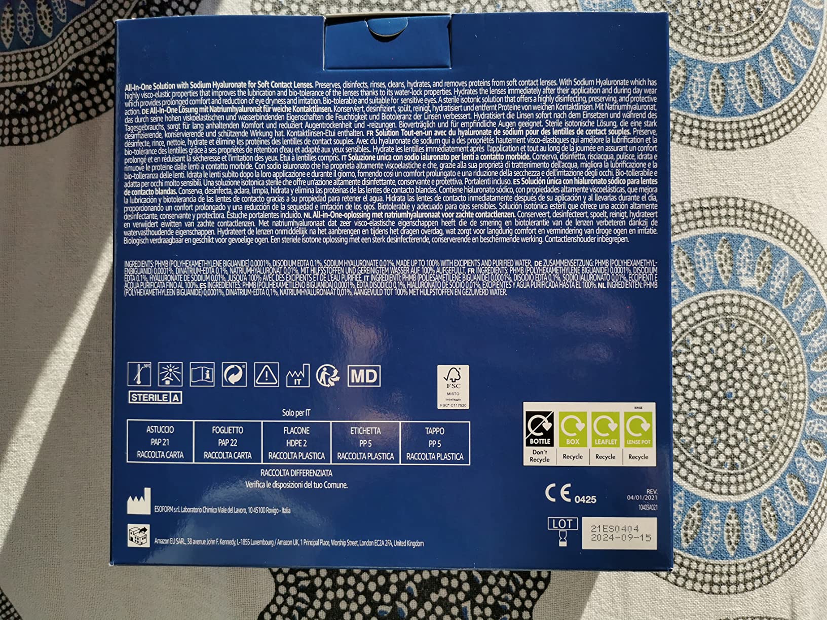 Healthcare by Amazon Tutto-in-uno lenti morbide ialuronato 3x360ml