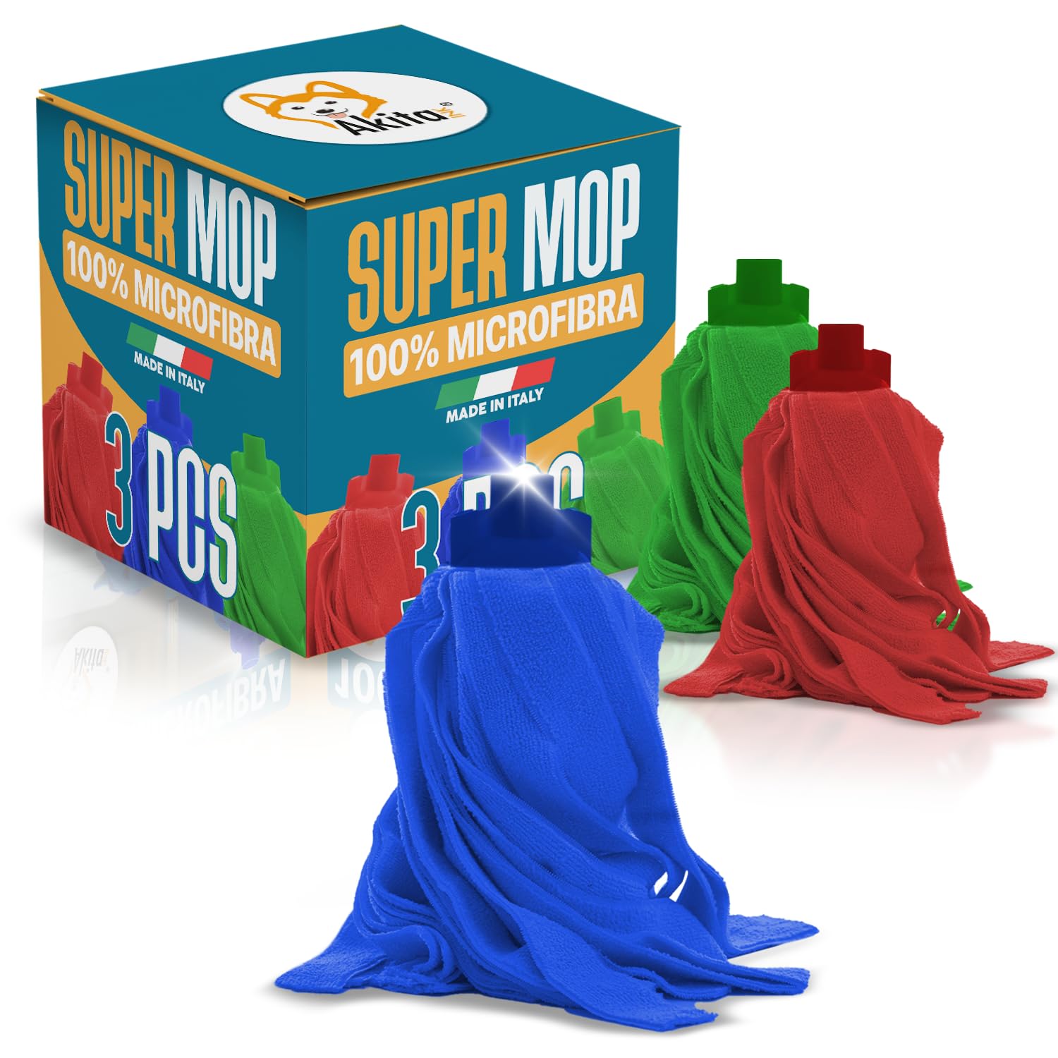 Akitaink MOP Super mocio microfibra 3 pezzi universale