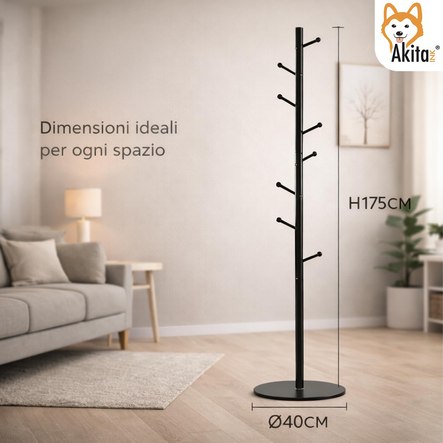 Akitaink appendiabiti terra albero nero 8 ganci h175