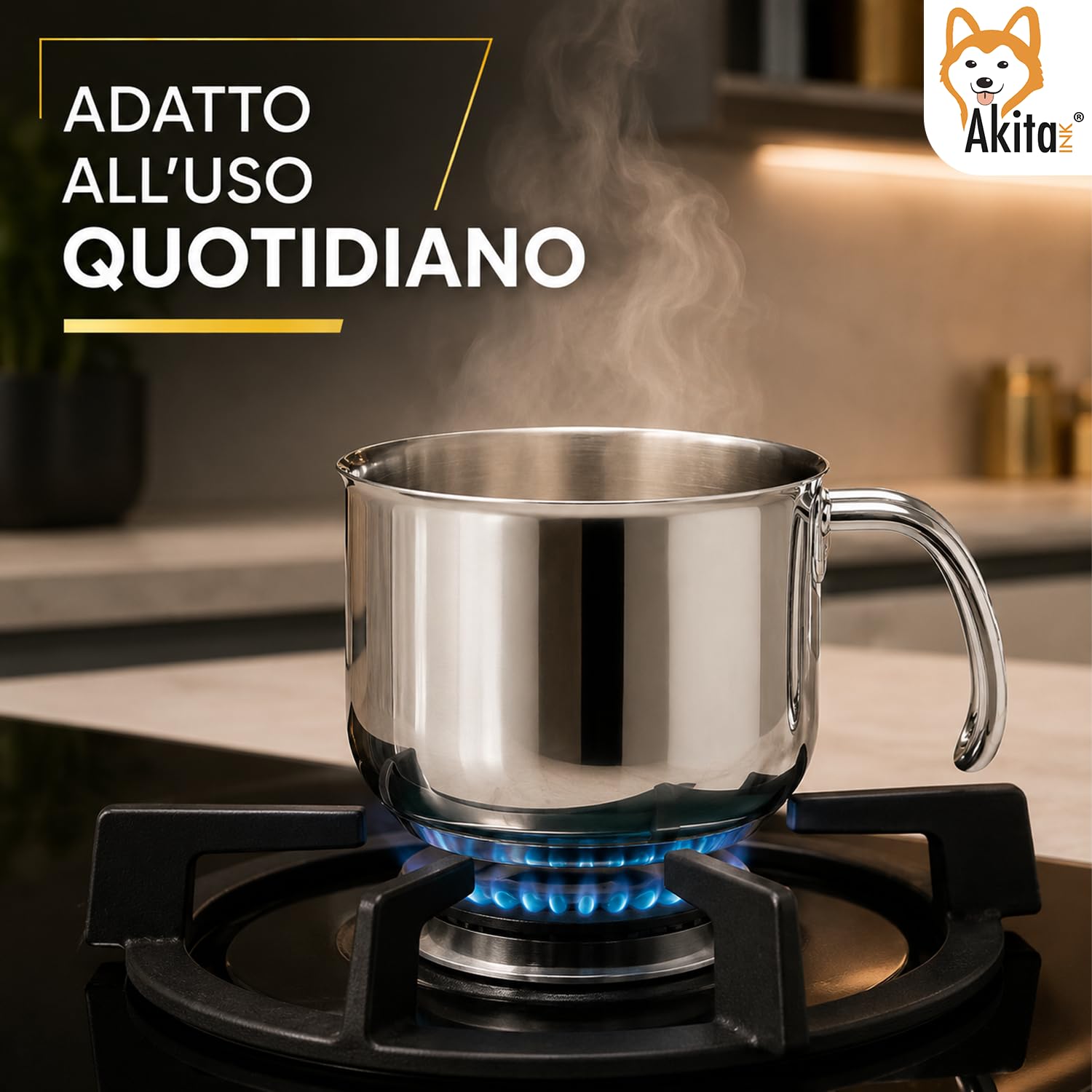 Akitaink Bollilatte 12 cm Pentolino Acciaio Inox