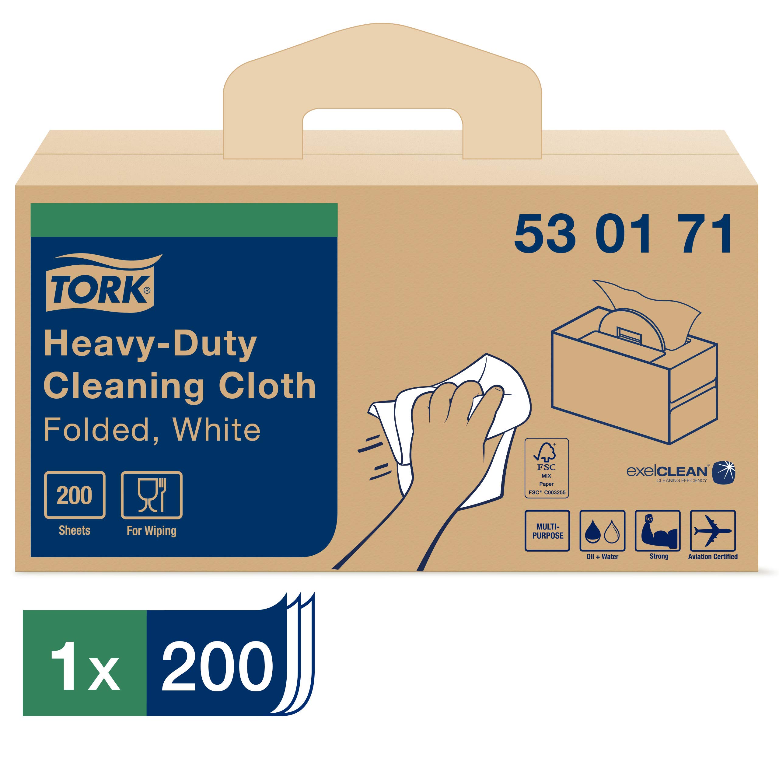 Tork 530171 Panni Pulizia Bianchi 200 pezzi Resistenti