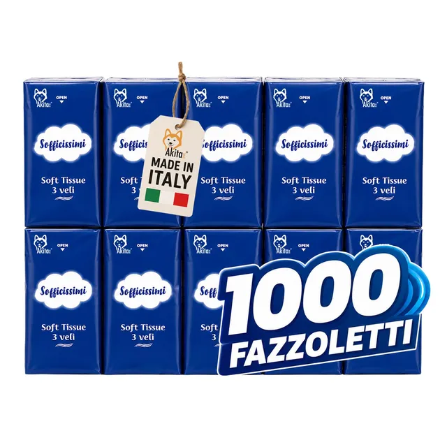 Akitaink Soft Tissue fazzoletti 3 veli scorta 1000 pezzi