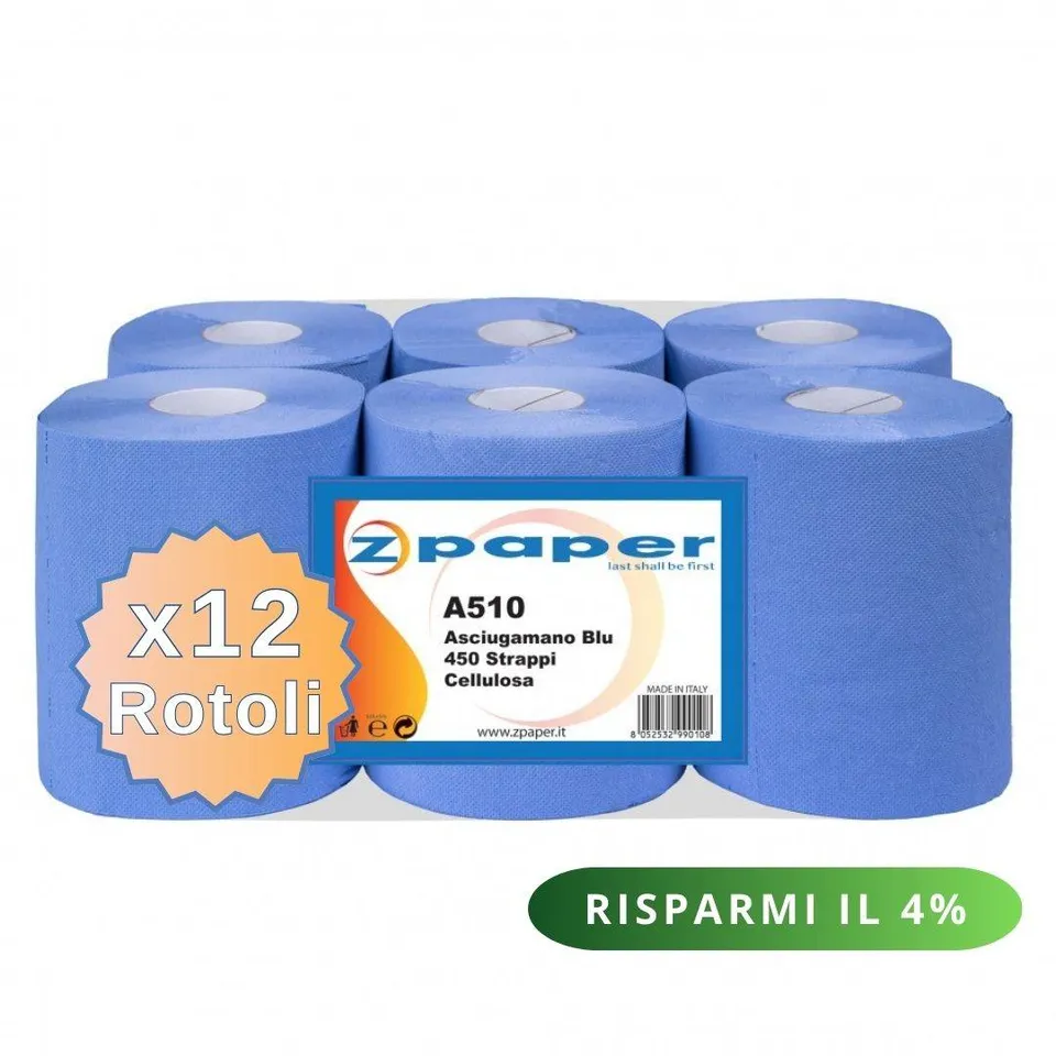 Zpaper A510 rotolo asciugamani blu 12 rotoli 450 strappi 2 veli