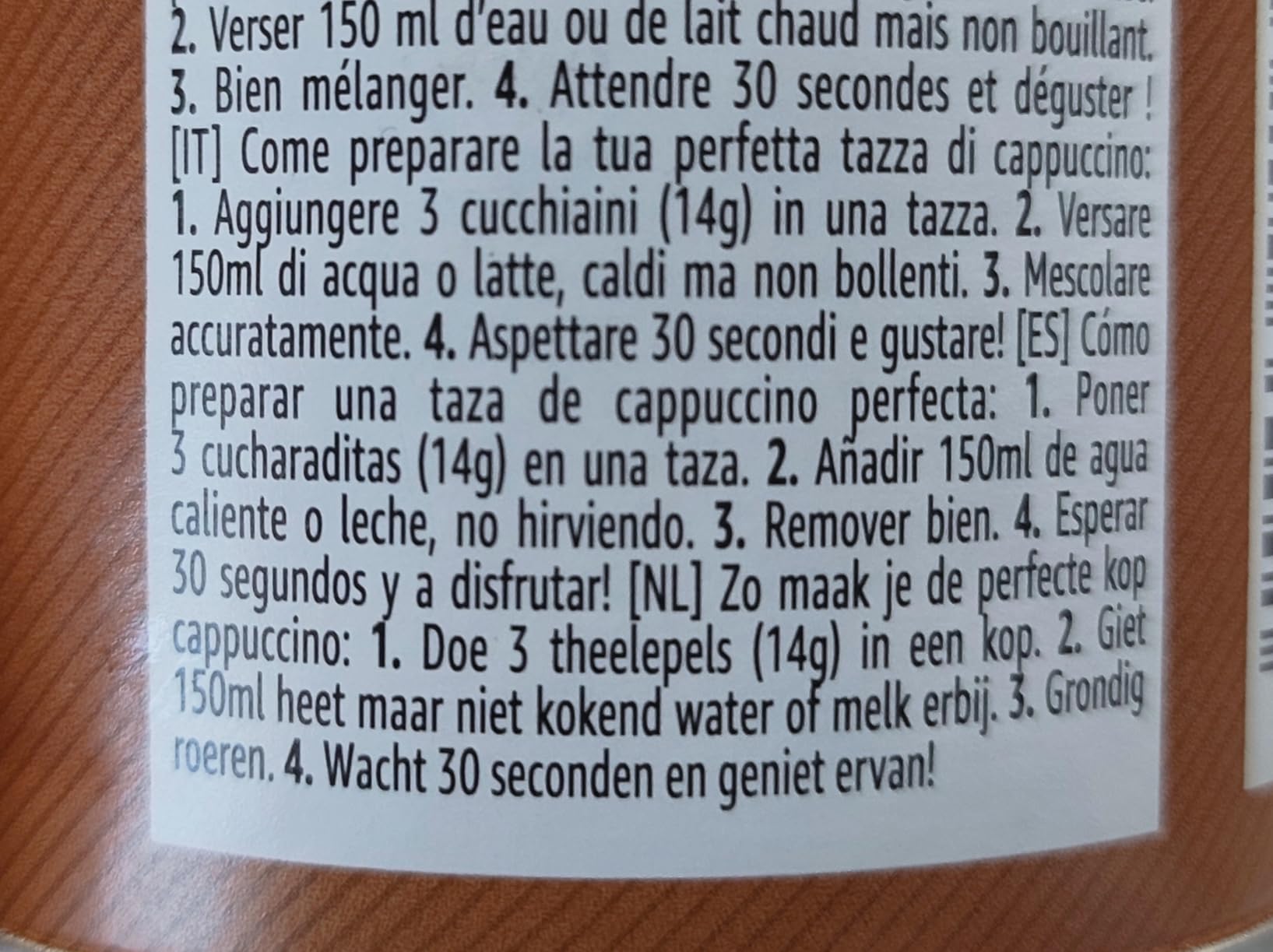 by Amazon cappuccino classico istantaneo 200 g 14 tazze