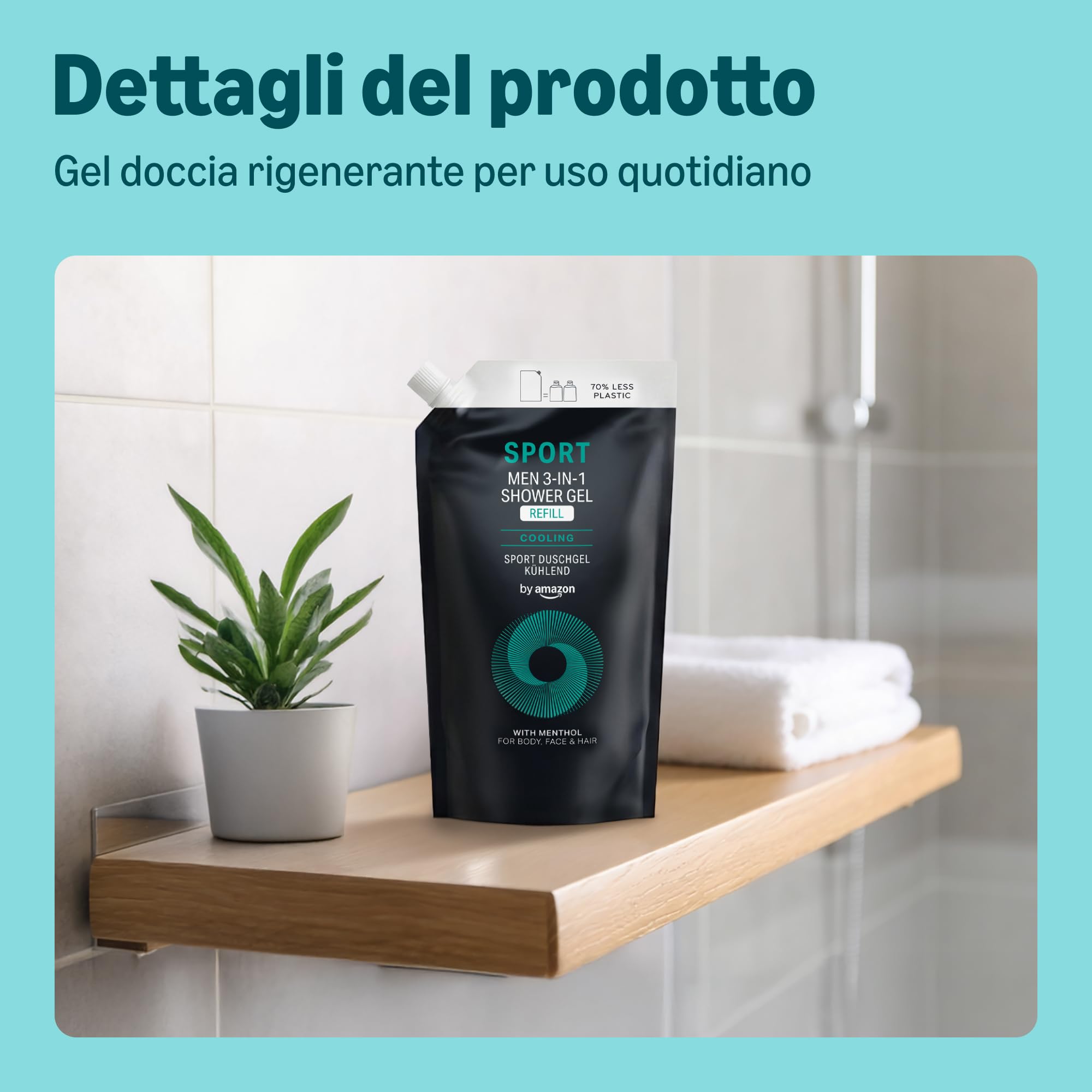 by Amazon Sport Gel Doccia Uomo 3in1 Ricarica 2x1000 ml