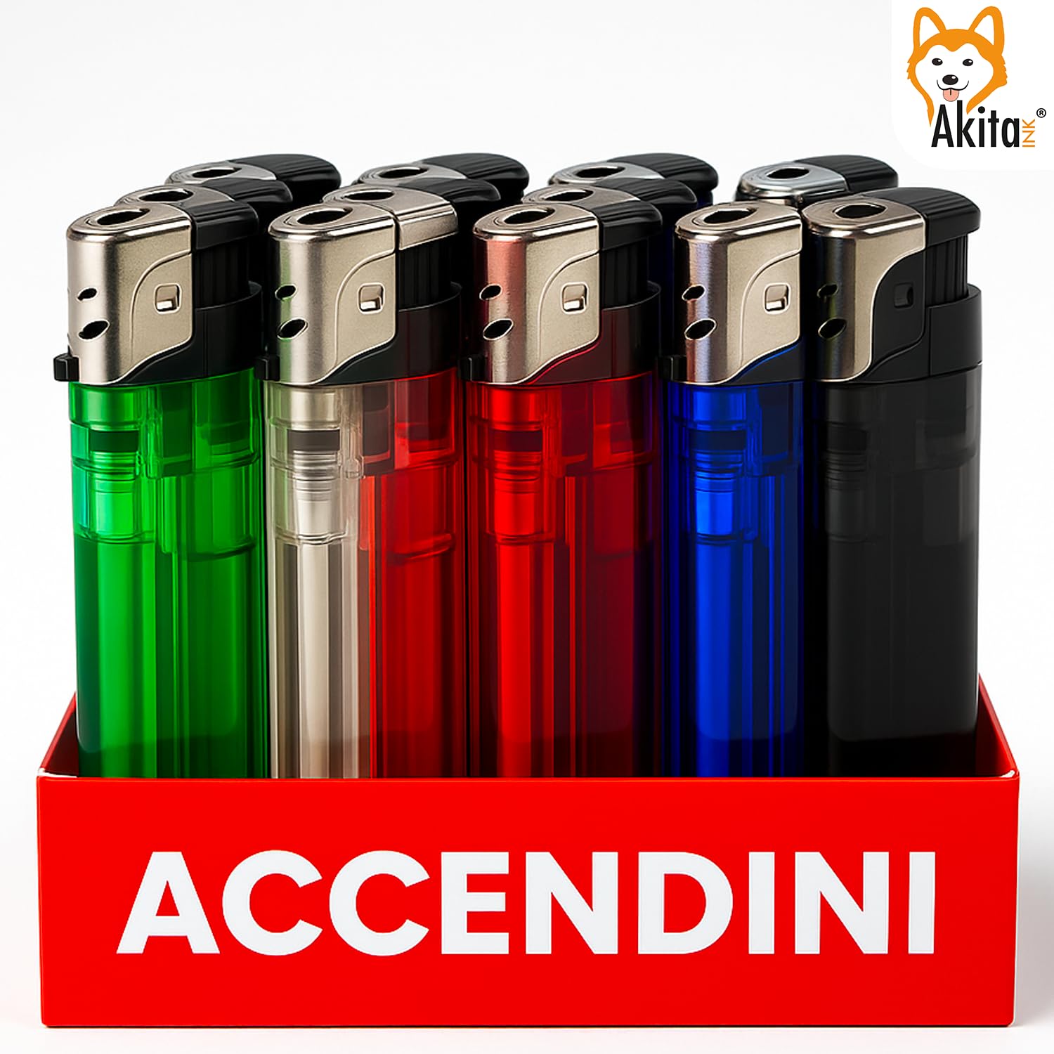 Akitaink accendini elettronici trasparenti box 50 pz