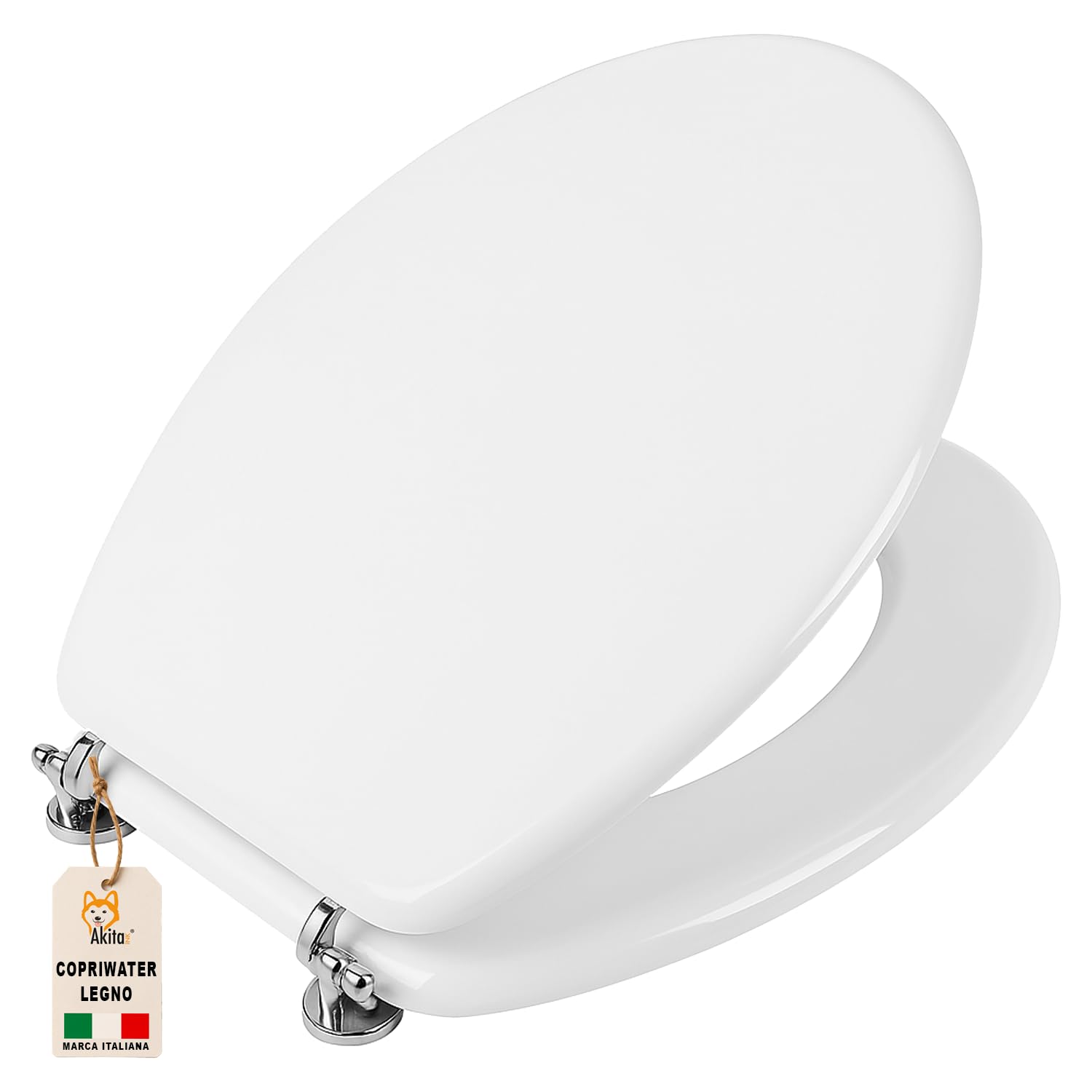Akitaink copriwater universale legno MDF bianco