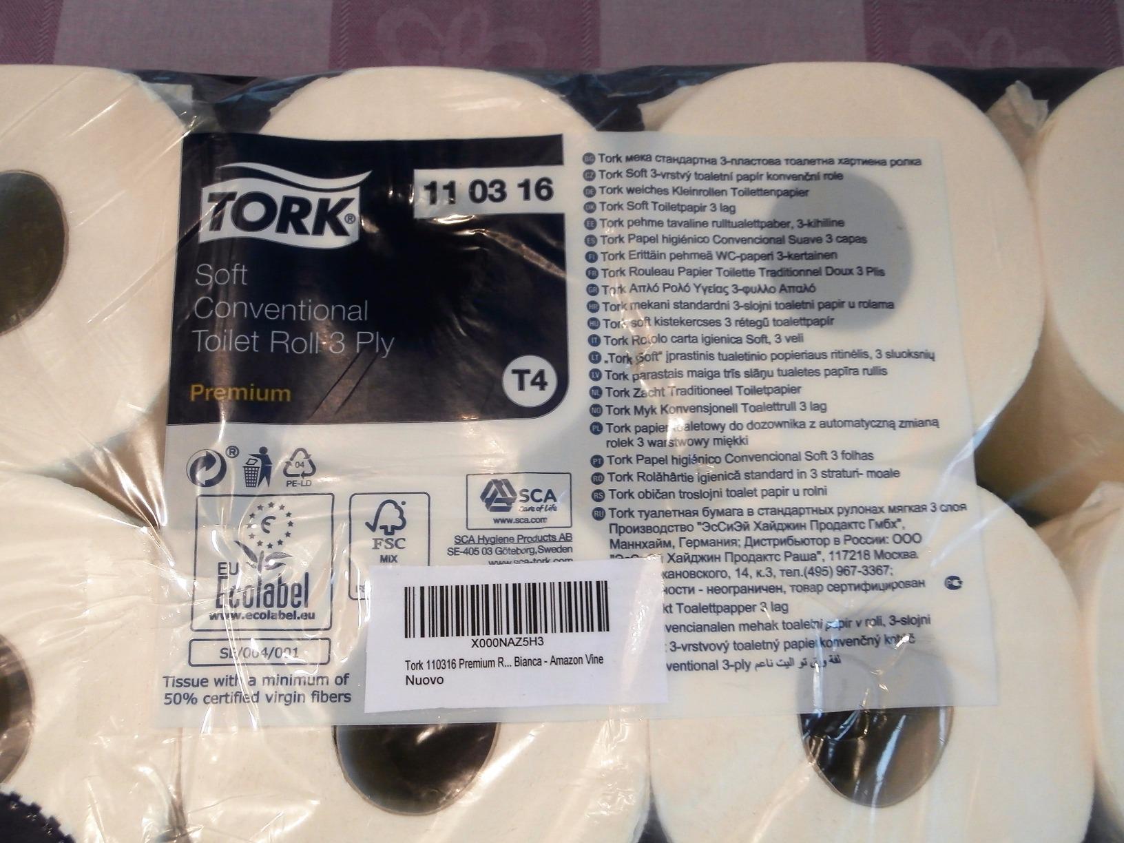 Tork 110316 carta igienica 3 veli 8 rotoli x 250 fogli morbida