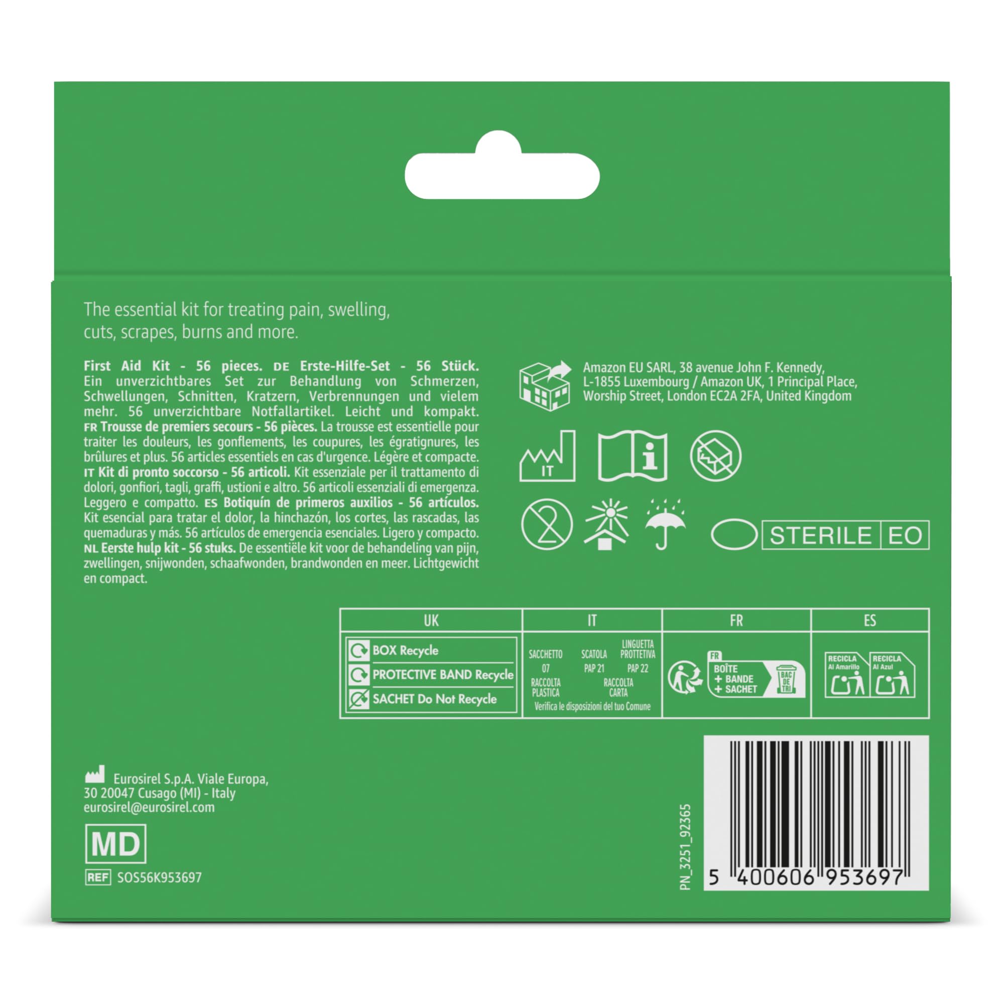 Healthcare by Amazon kit pronto soccorso 56 pezzi verde